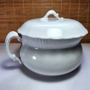 Antique Ironstone Chamber Pot with Lid John Edwards England Victorian Farmhouse